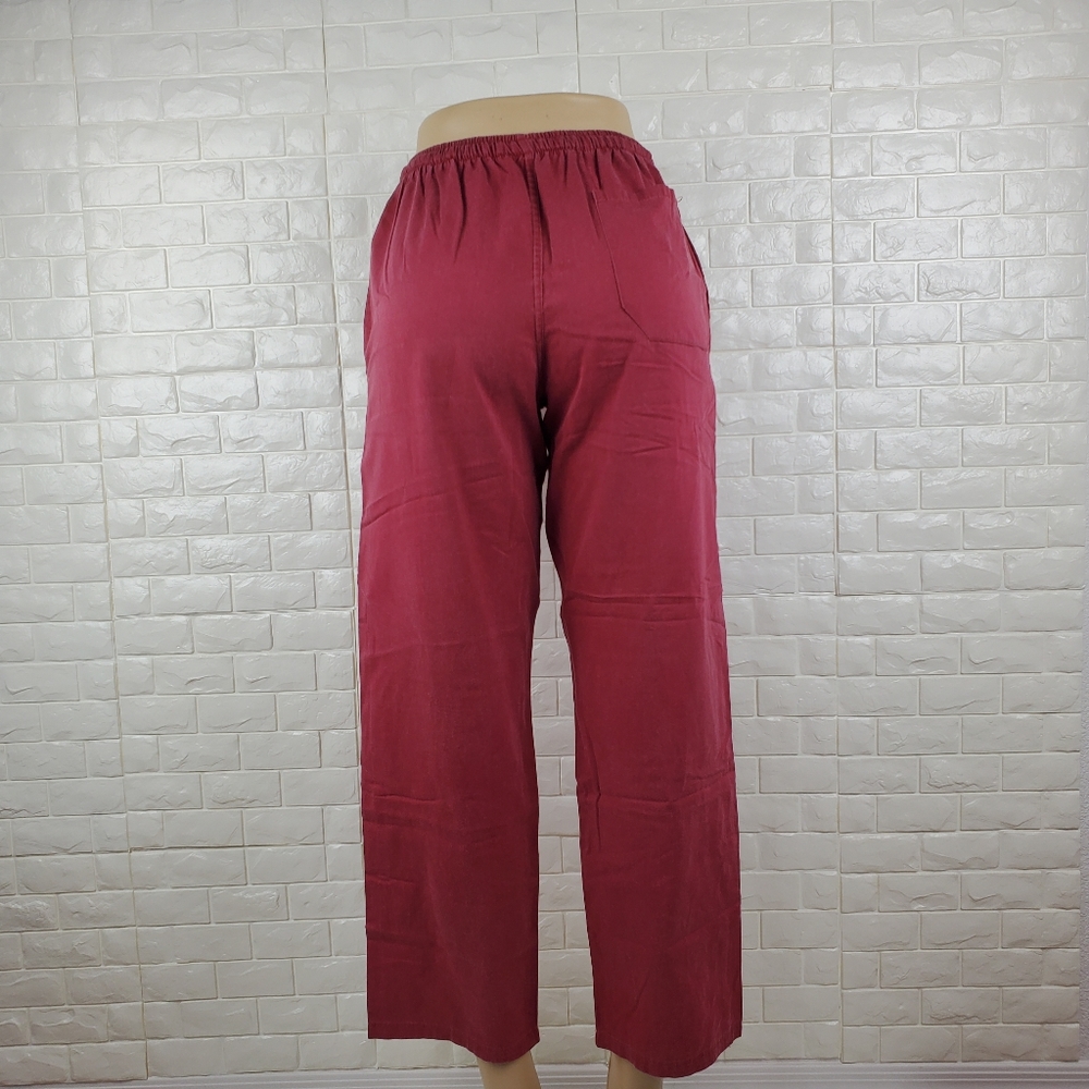 Small Red Stretch Waist Pants Women’s Elastic Casual Comfortable Pants - Picture 5 of 5